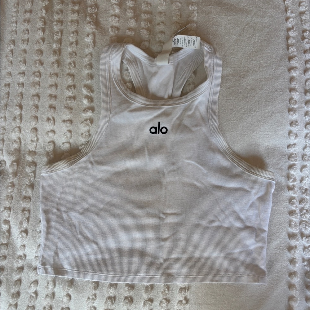 ALO Yoga Women's Cropped White Tank Top